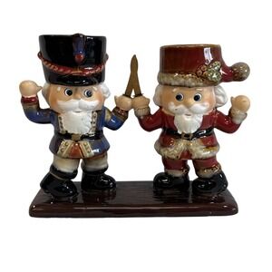 Yankee Candle Christmas Dueling Nutcracker Tea Lights Candle Holder 7x6"